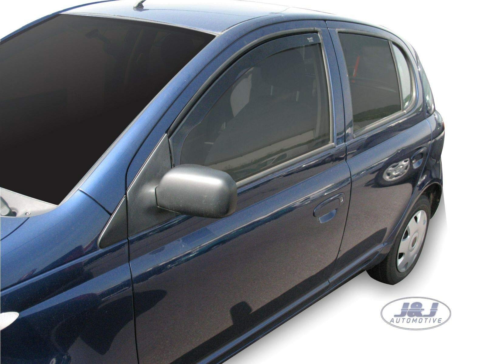 J&J AUTOMOTIVE Deflettori d'Aria per Toyota Yaris 2001-2006 5-Porte Berlina, Set da 2 Pezzi, Nero Fumé Oscurato Heko