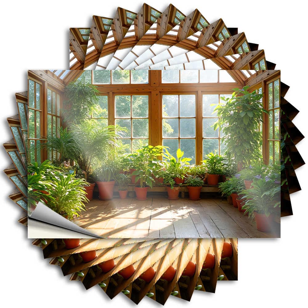Abipuir - Sunlit Car Stickers for Greenhouse: A Serene Indoor Garden Stickers 10 Pieces Funny Stickers for Toolbox (8 x 12 cm)