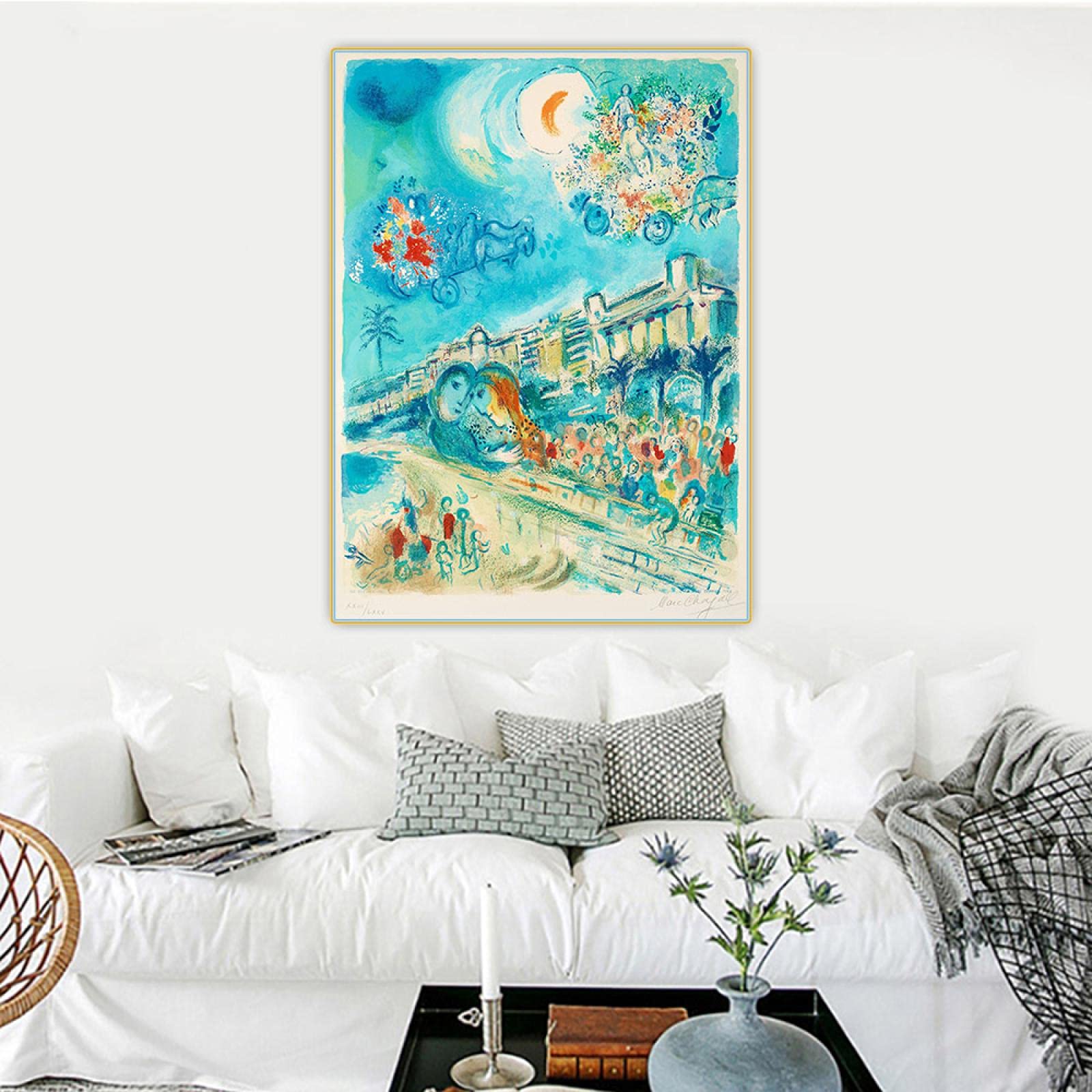 Amazon.co.jp: マルク・シャガール《花のカーニバル》キャンバス油絵