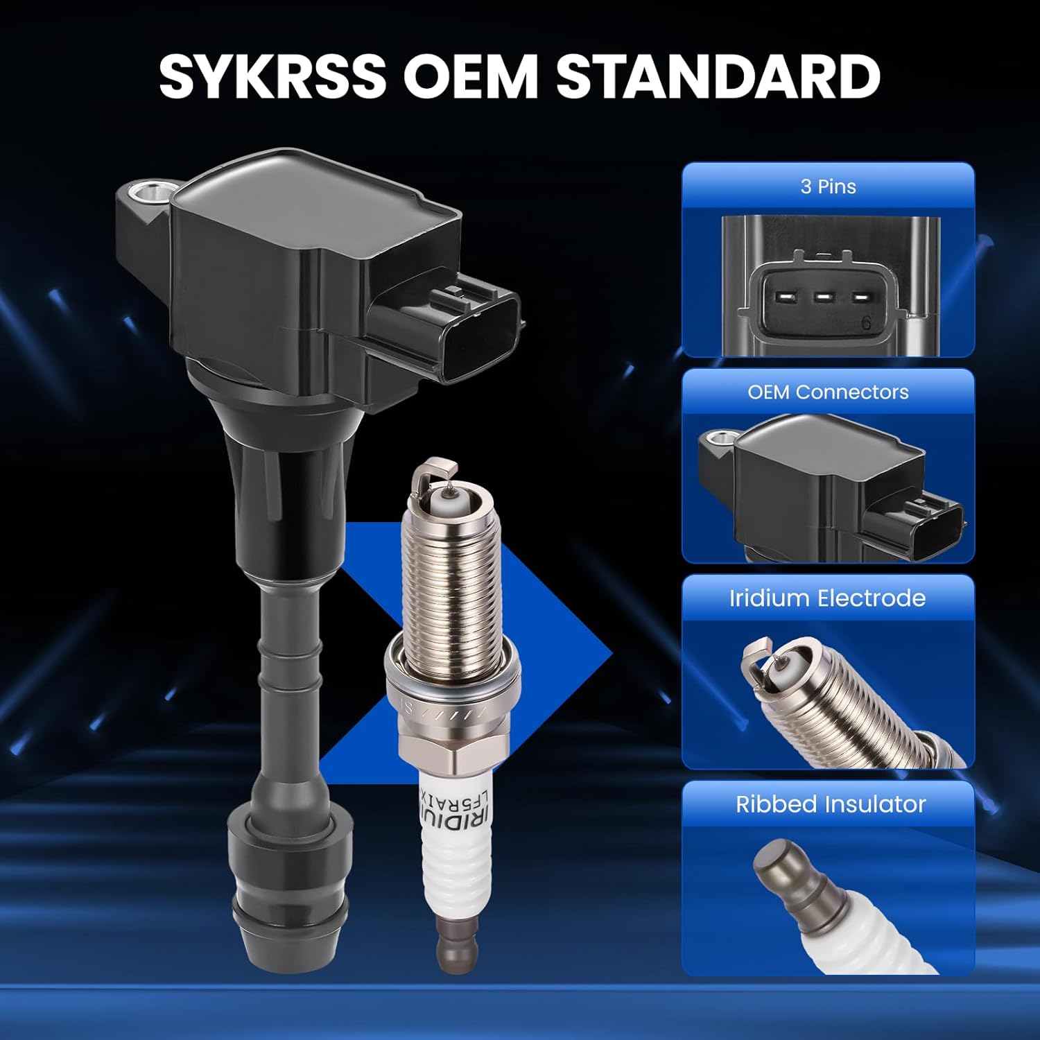 UF551 Ignition Coils & 4505 Spark Plugs Compatible with Nissan Titan 08-15, Armada 07-15, NV2500 NV3500 12-15, Pathfinder 08-12, Compatible with INFINITI QX56 5.6L V8 - Replaces 5C1729-8PCS