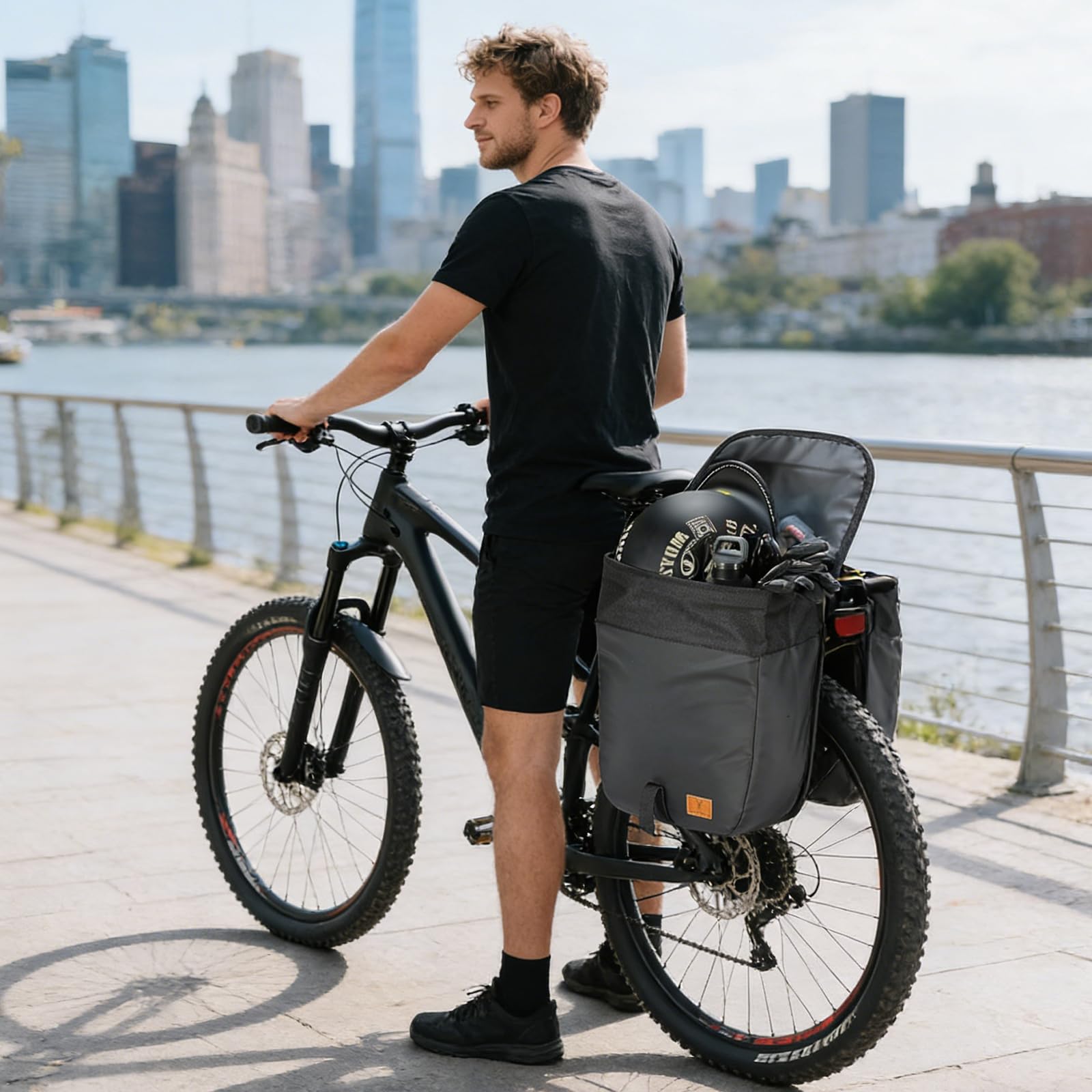 FARYODI - Sacoche da bicicletta per portapacchi, impermeabile da 40 l, con maniglia di trasporto, borsa per bicicletta, portapacchi posteriore per pendule da bici, per escursioni su bici da strada