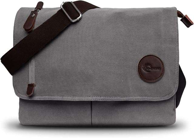 CHEREEKI Messenger Bag, Men's Canvas Shoulder Bag Satchel Bag with Multiple Pockets for Work, School, Traveling and Daily Use (Fits 13.3 inch Laptop)