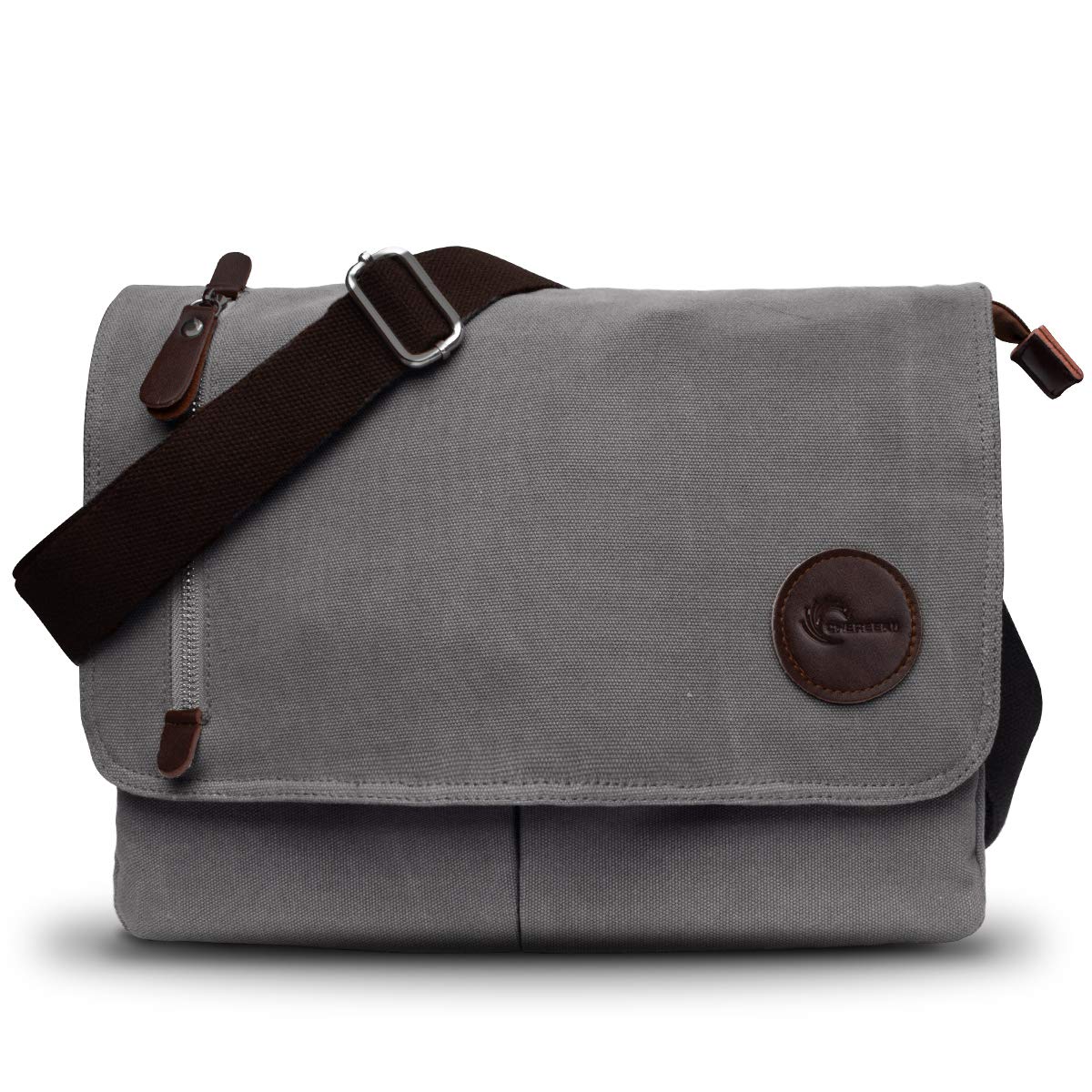 CHEREEKI Borsa Tracolla, Borsa a Spalla in Tela da Uomo con Più Tasche per Lavoro, Scuola, Uso Itinerante e Quotidiano (Per Laptop da 13.3 Pollici)