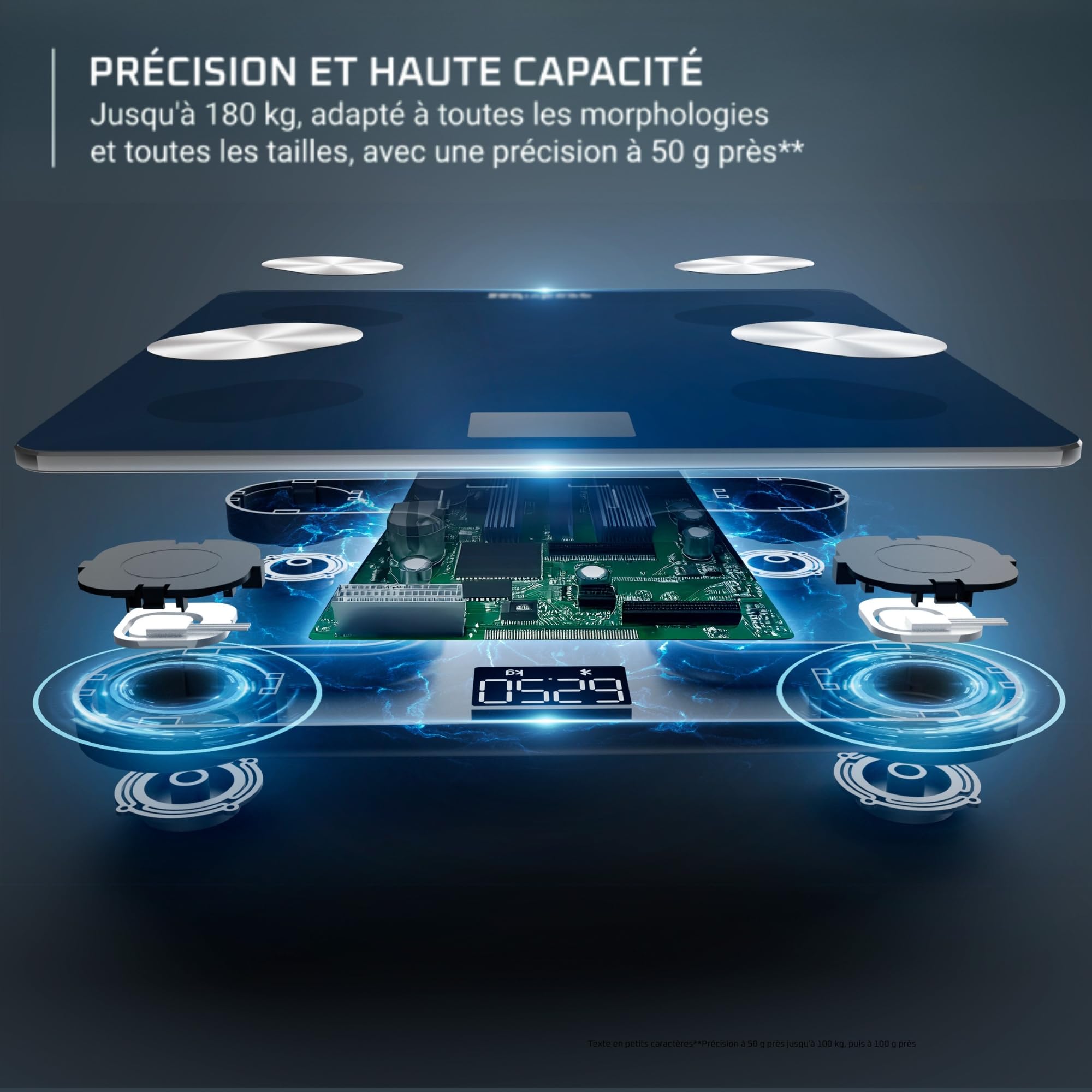 Rowenta Goodvibes Life + 2.0, Pèse-personne connecté, Application intuitive, 15 indicateurs corporels, Haute précision, Utilisateurs illimités, BR9720F0
