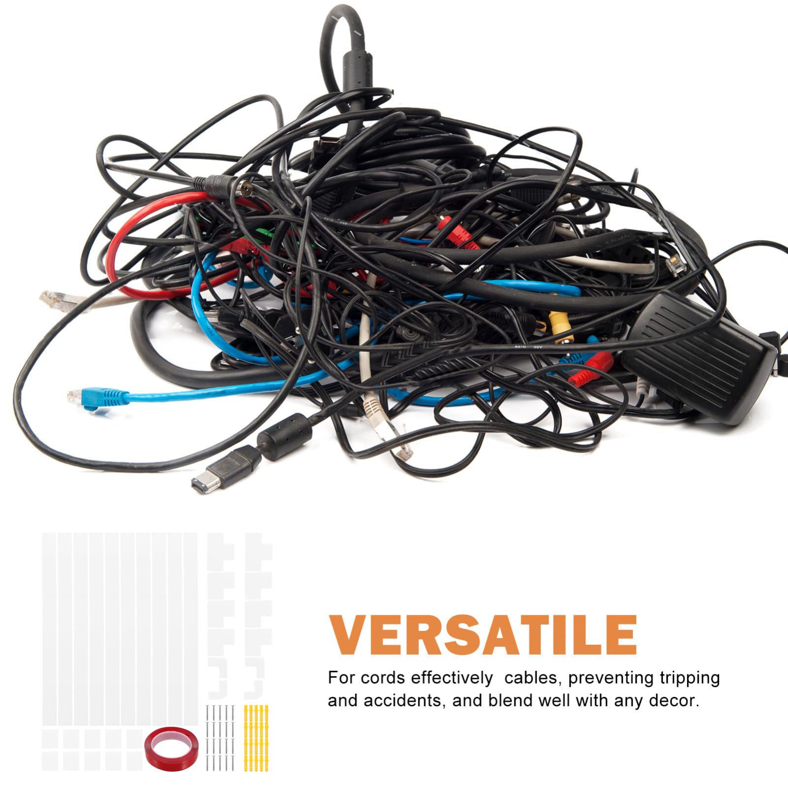 OSALADI Canaleta de PVC para Pared, 40x3x1.5 Cm, Cinta Adhesiva y Accesorios para Organización de Cables