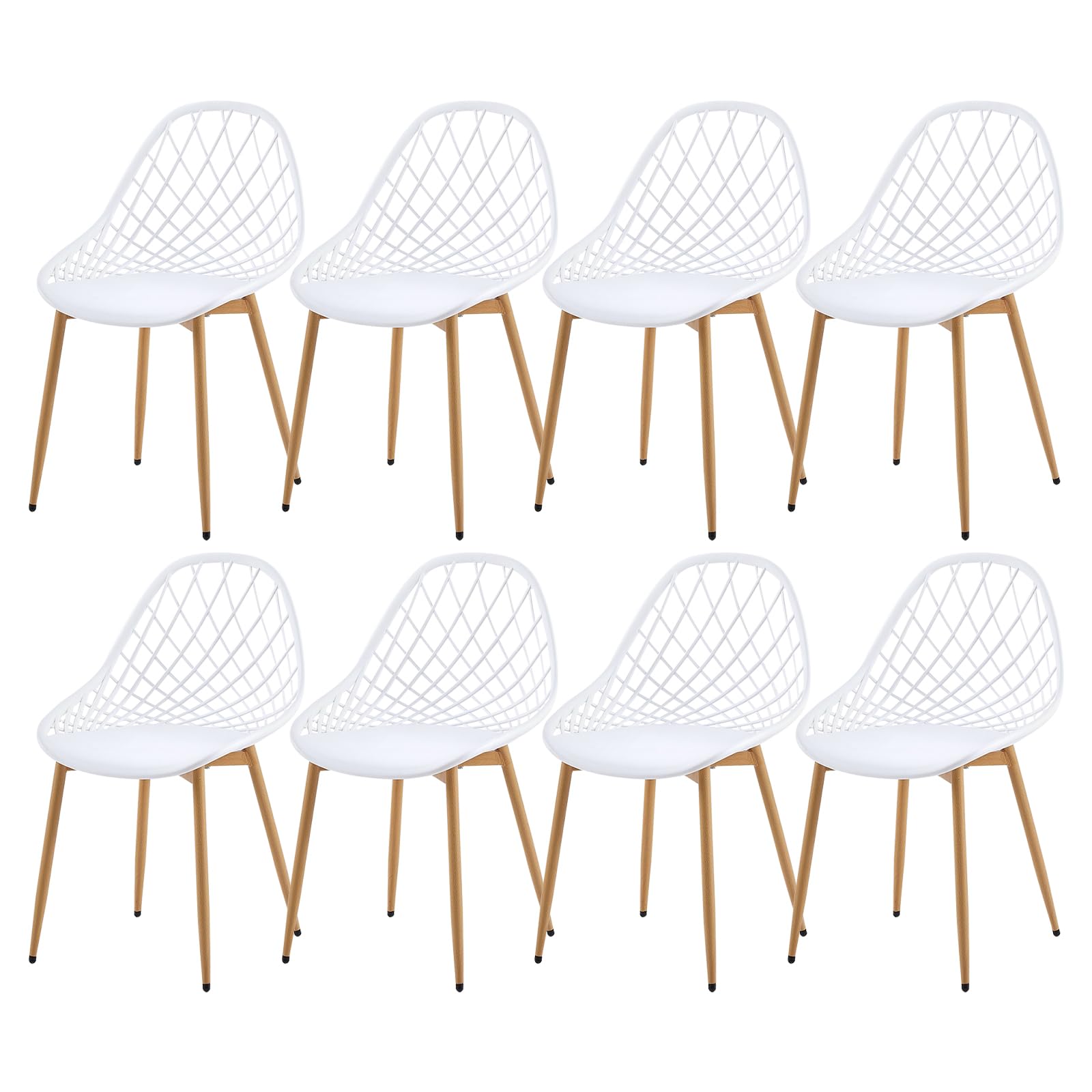 Dossier à design ajouré pour cette chaise plastique extérieur lot de 8 blanche