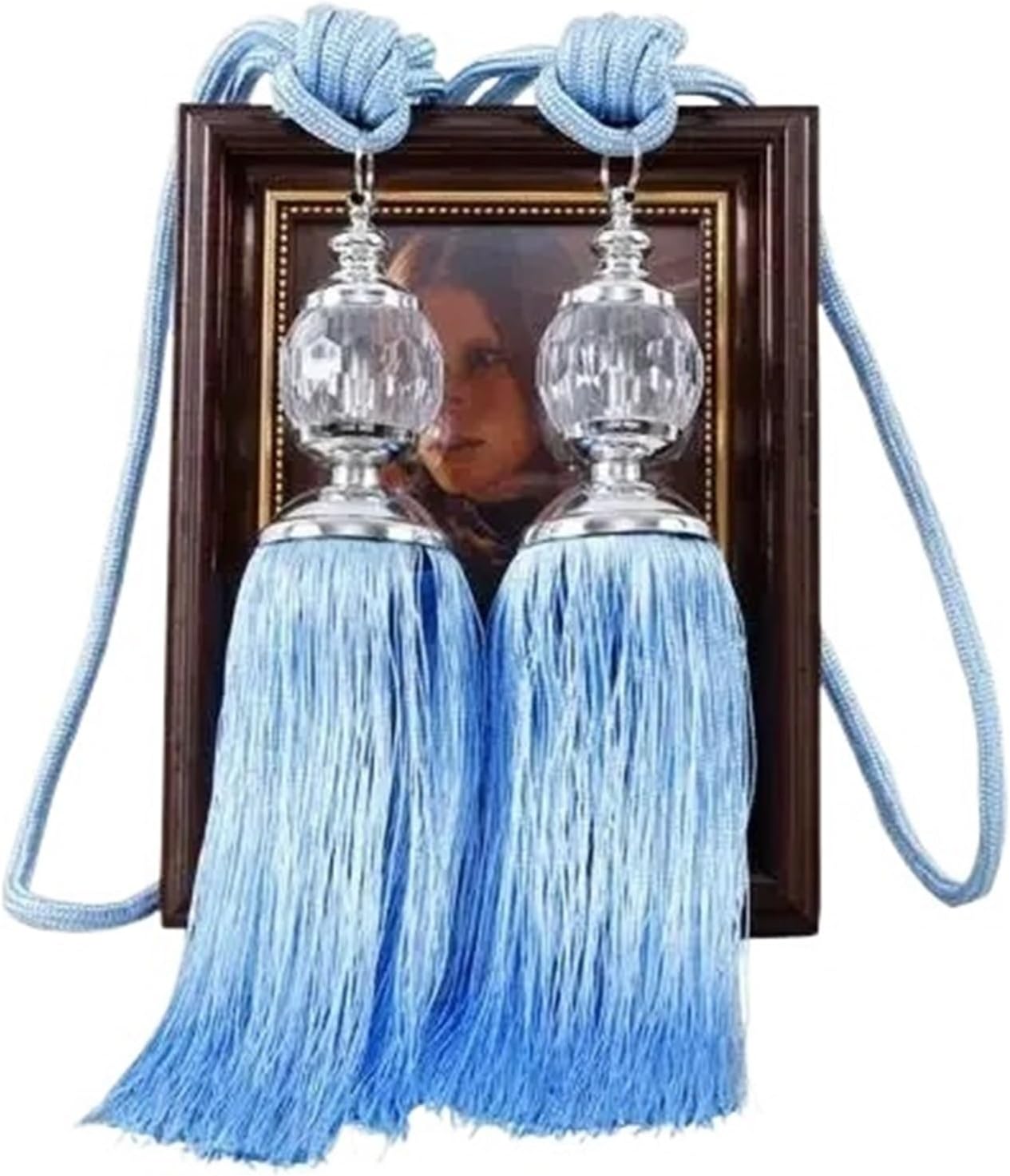 Curtain Rope Tiebacks, 2PCS Retro Style Faux Crystal Tassels Fringe Curtain Tieback Rope Window Drapes Decoration(Golden Yellow)