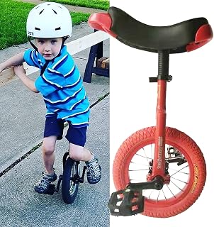 HWBB 12 Inch Wheel Small Unicycles for Kids, for People 36" ~ 53" Tall, Mountain Exercise Balance Fitness Alloy Rim Unicycles (Color : Red)