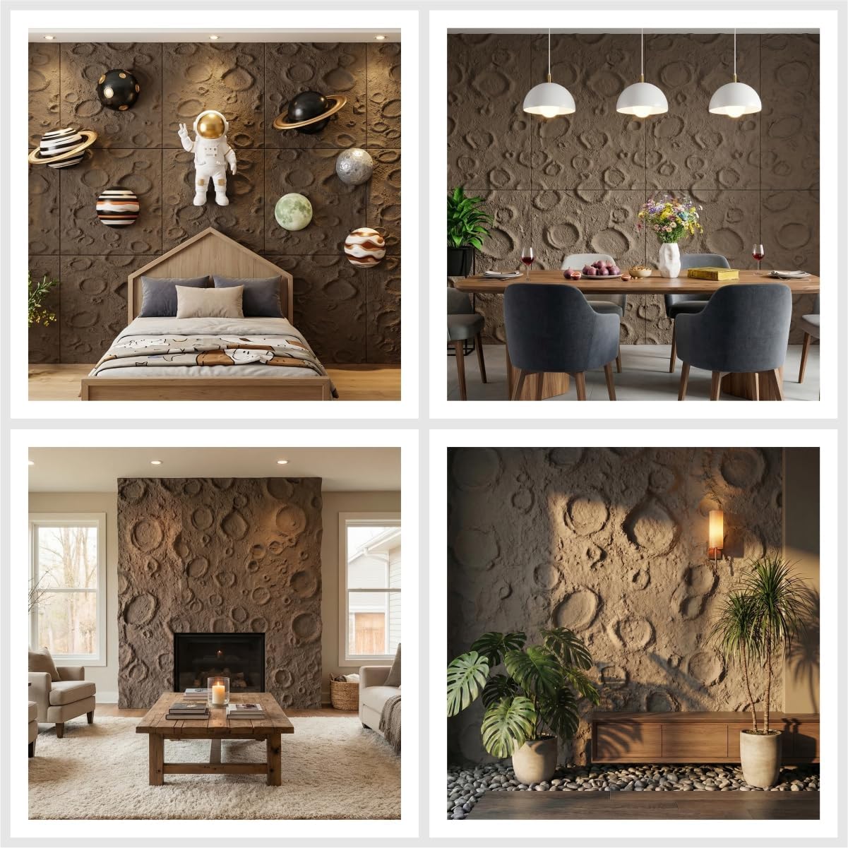 3D PU Moonstone Wall Panel - Clear-Water Dark Gray, Textured Lunar Surface Design for Accent Wall, Styrofoam Facing for Living Room, Kitchen, Bathroom, Balcony, Bedroom, 47.2"x23.6", 8Pcs/Set