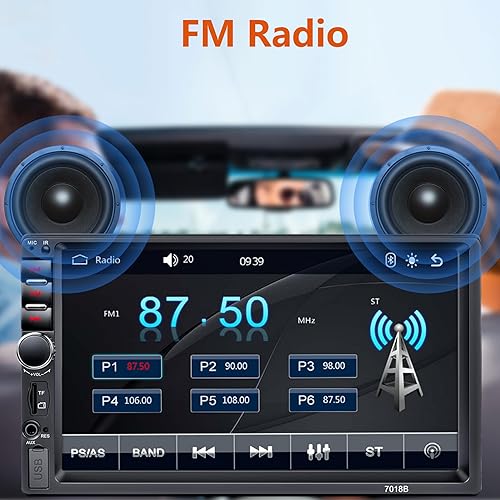 Miniatura 4 de Estéreo de coche de doble DIN, radio de coche de 7 pulgadas con pantalla táctil HD Bluetooth estéreo para automóvil, llamadas manos libres