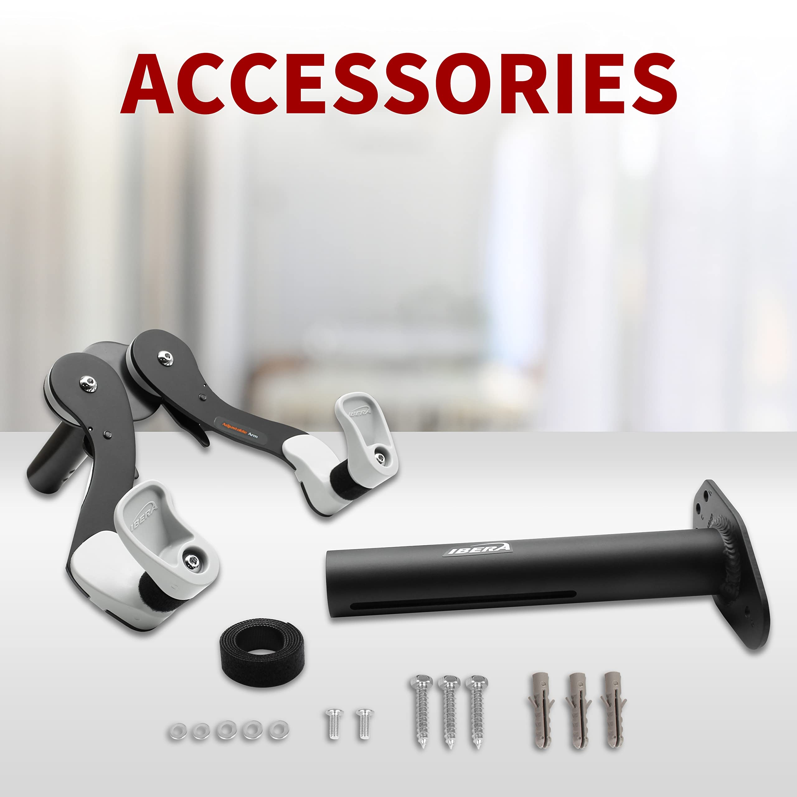 Ibera - Percha Horizontal de Pared, Soporte de Gancho de Bicicleta para Interiores para el hogar o el Garaje, ángulo Ajustable de 45 Grados para Mantener el Nivel de la Bicicleta