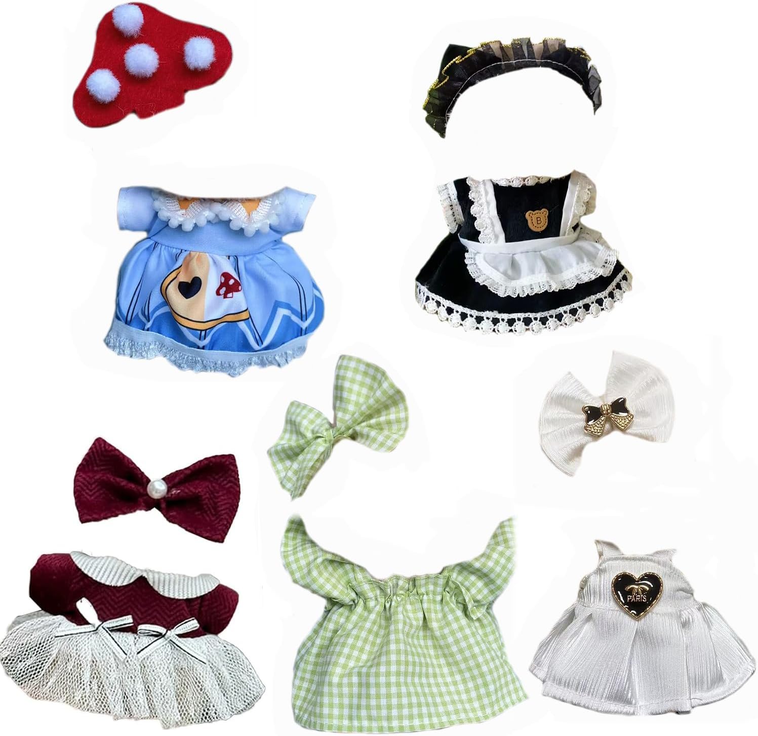 Clothes Set for 17cm Doll, 5 Pack Clothes & Outfit Pack for 17cm Dolls, Dolls Accessories for Collectors, No Doll Included (Set 1)