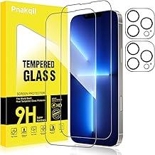 Pnakqil Screen Protector for iPhone 13 Pro with Camera Lens Protector, Tempered Glass Film 9H Hardness, Ultra HD, Ultra Resistant, Anti-Scratch, Easy Installation Screen, 2 + 2 Pieces