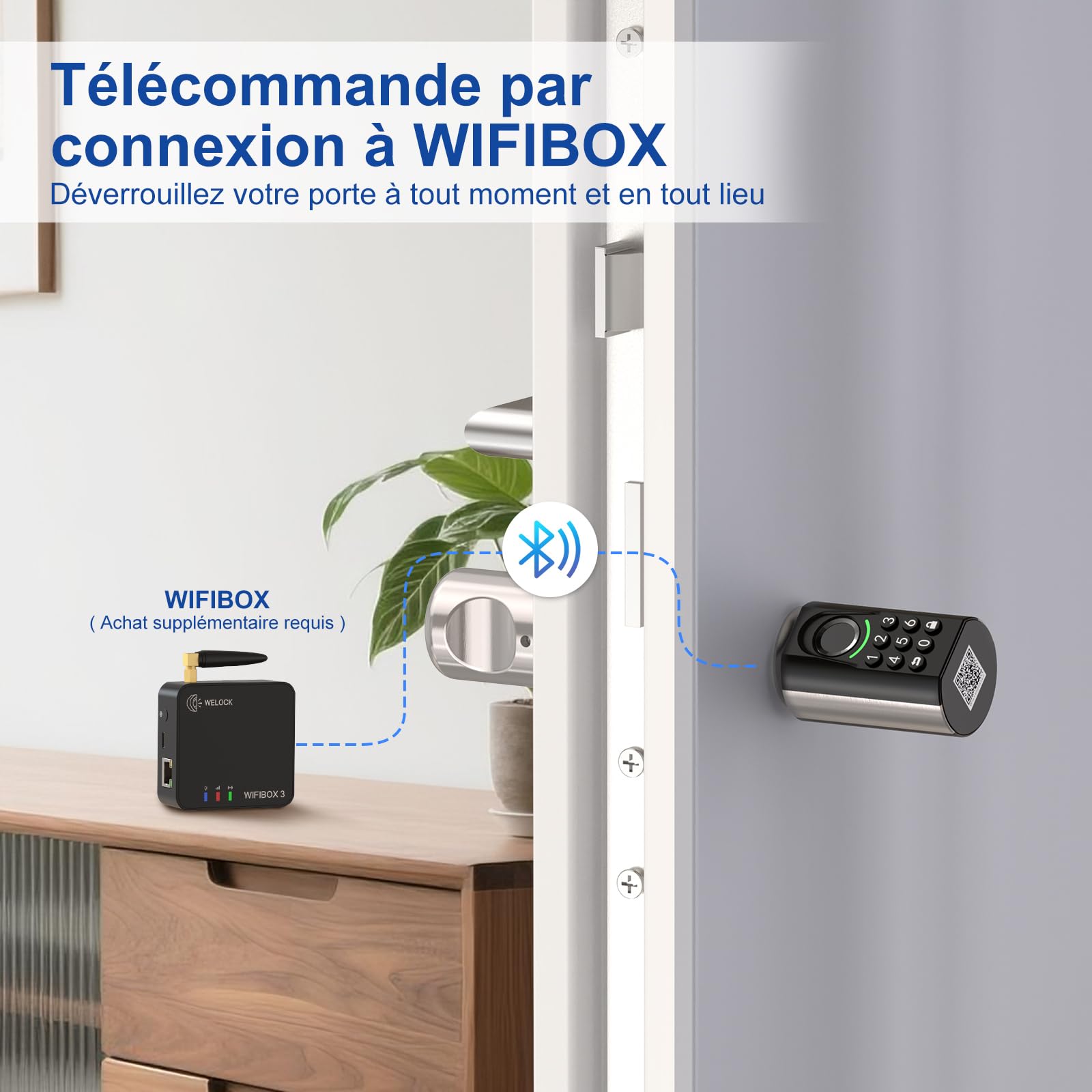 RUILON ToucA71 Serrure connectée à code 32.5x30 Cylindre empreinte digitale | Serrure biometrique avec 3 cartes RFID 2 clés, portes 60-90 mm, Facile à installer, Code temporaire, Airbnb Maison Chambre