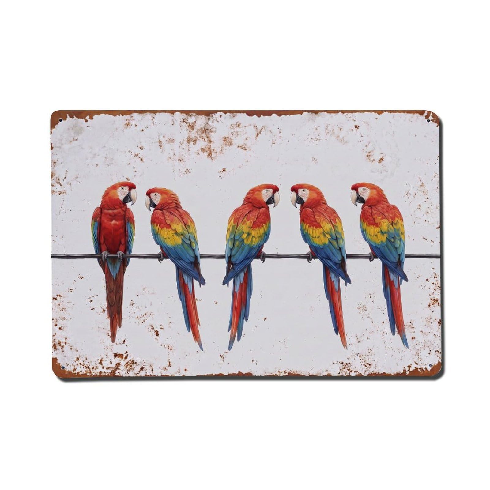 Vintage Retro Birds Scarlet Macaw Metal Tin Sign