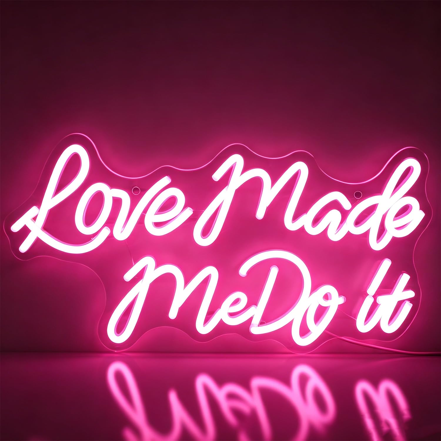 Love Made Me Do It Neon Sign Pink LED Neon Letter Sign Light Up for Wall Decor, Dimmable USB Powered Neon Light for Bedroom, Bar, Home Decor, Wedding, Party, Valentine's Day Gift 15.74”x7.48” — image 1