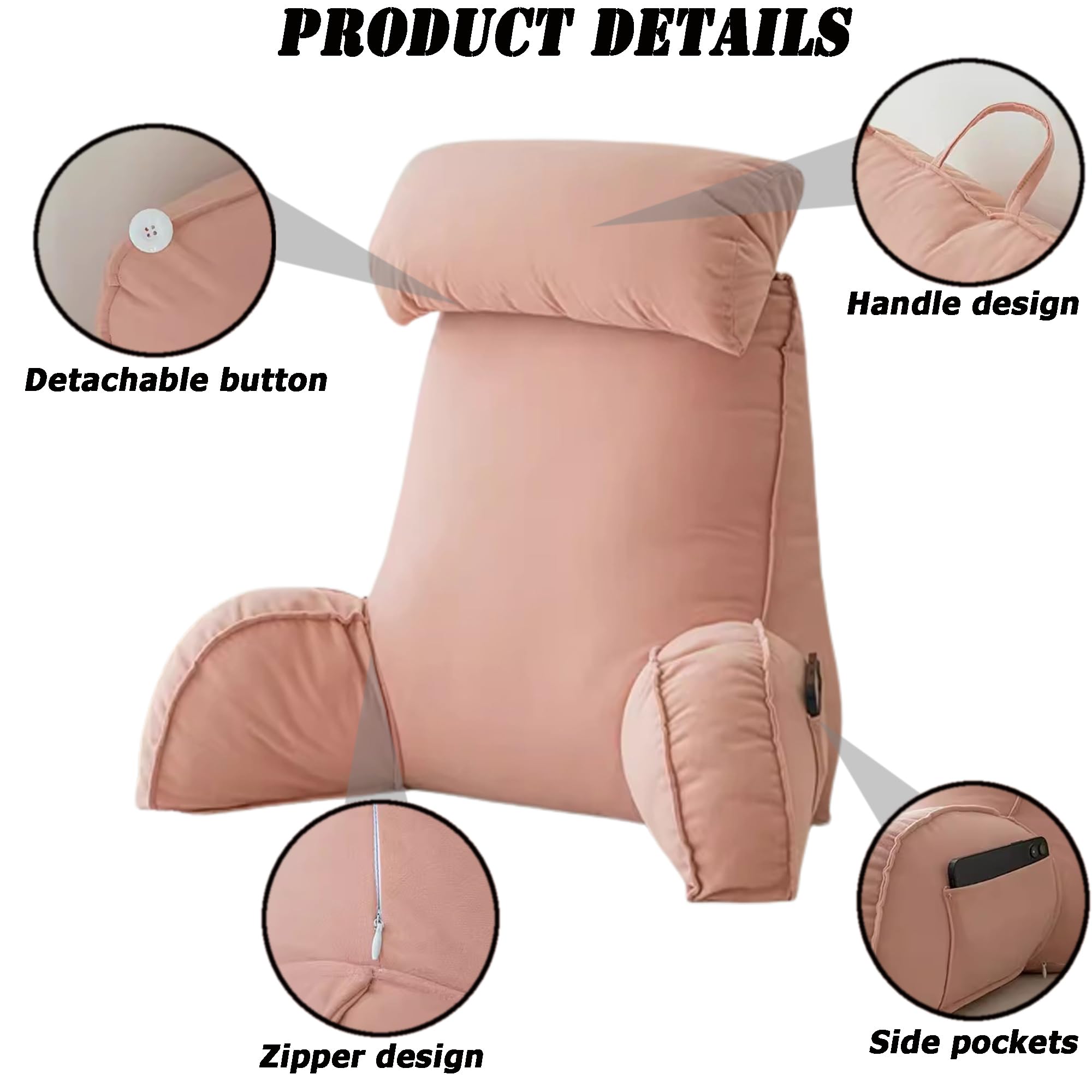 Produktbild von Holawakaka Lesekissen Mit Armlehnen, Ehemann-Kissen, Perfekt Für Rückenstütze Beim Entspannen, Spielen, Lesen Oder Fernsehen, Weicher Batikbezug, Standard (mehrfarbig
