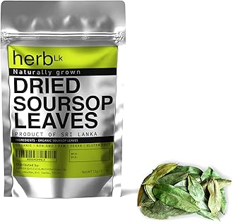 HerbLk, Premium 30+ (15g / 0.5oz) Natural Soursop Dried Leaves Tea, Whole Leaves, Wildcrafted, Graviola, Hoja De Guanabana Loose Leaf Herbal Tea from Sri Lanka