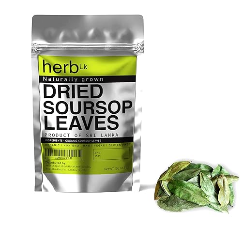 HerbLk Té de hojas de graviola de guanábana premium, hojas secas enteras naturales, hoja guanabana, té de hierbas de hoja suelta de guanábana, 100%