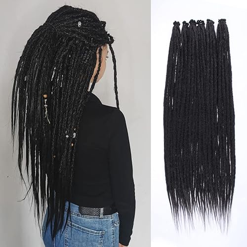 Leeven Extensiones de rastas finas de color negro a verde de 24 pulgadas, 40 hebras sintéticas de un solo extremo, estilo reggae, estilo reggae,
