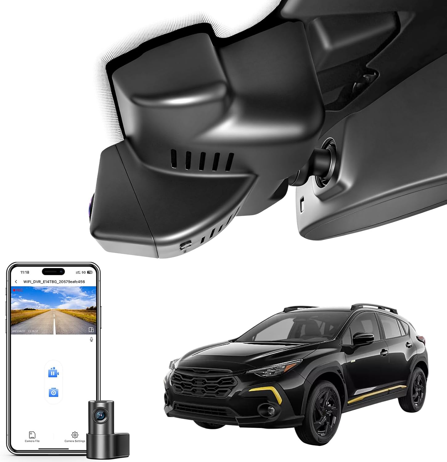 Front 4K & Rear 1080P Dash Cam Custom fit for Subaru Crosstrek 2018 2019 2020 2021 2022 2023 (Model A),Base Limited Premium Sport etc,Integrated OEM Look,UHD 2160P Video, App & WiFi,128GB Card