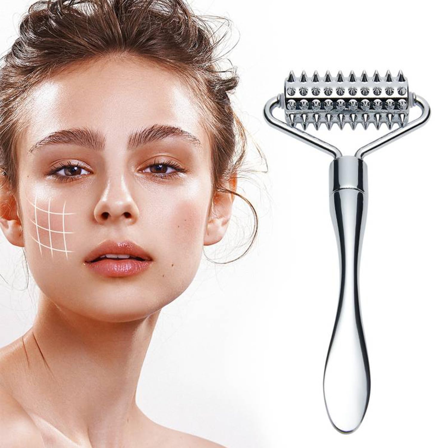 Rodillo de masaje facial - Rodillo de masaje de acupuntura para drenaje linfático, lifting facial, estiramiento de la piel, para manos, cuello y brazos, mejora la circulación sanguínea, alivia la