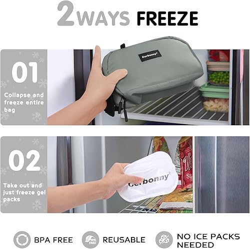 Miniatura 2 de Bolsa de almuerzo pequeña con enfriamiento de Cerbonny, congelable para trabajo, escuela, viaje, bolsa a prueba de fugas, pequeña aislada para