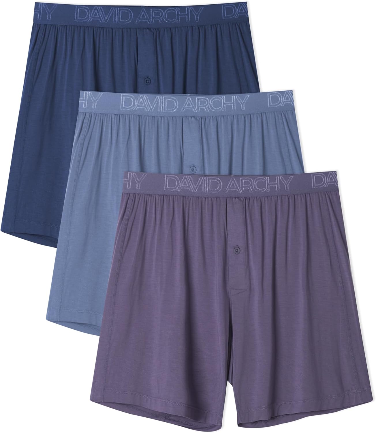 DAVID ARCHY Mens Boxers Soft Rayon Made from Bamboo Boxers for Men Pack Loose Underwear Cooling Mens Boxer Shorts