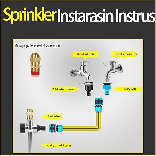 Miniatura 4 de Paquete de 2 rociadores de metal para patios, césped, con boquillas de punto fijo, rociadores de jardín para áreas pequeñas, aspersor para patio