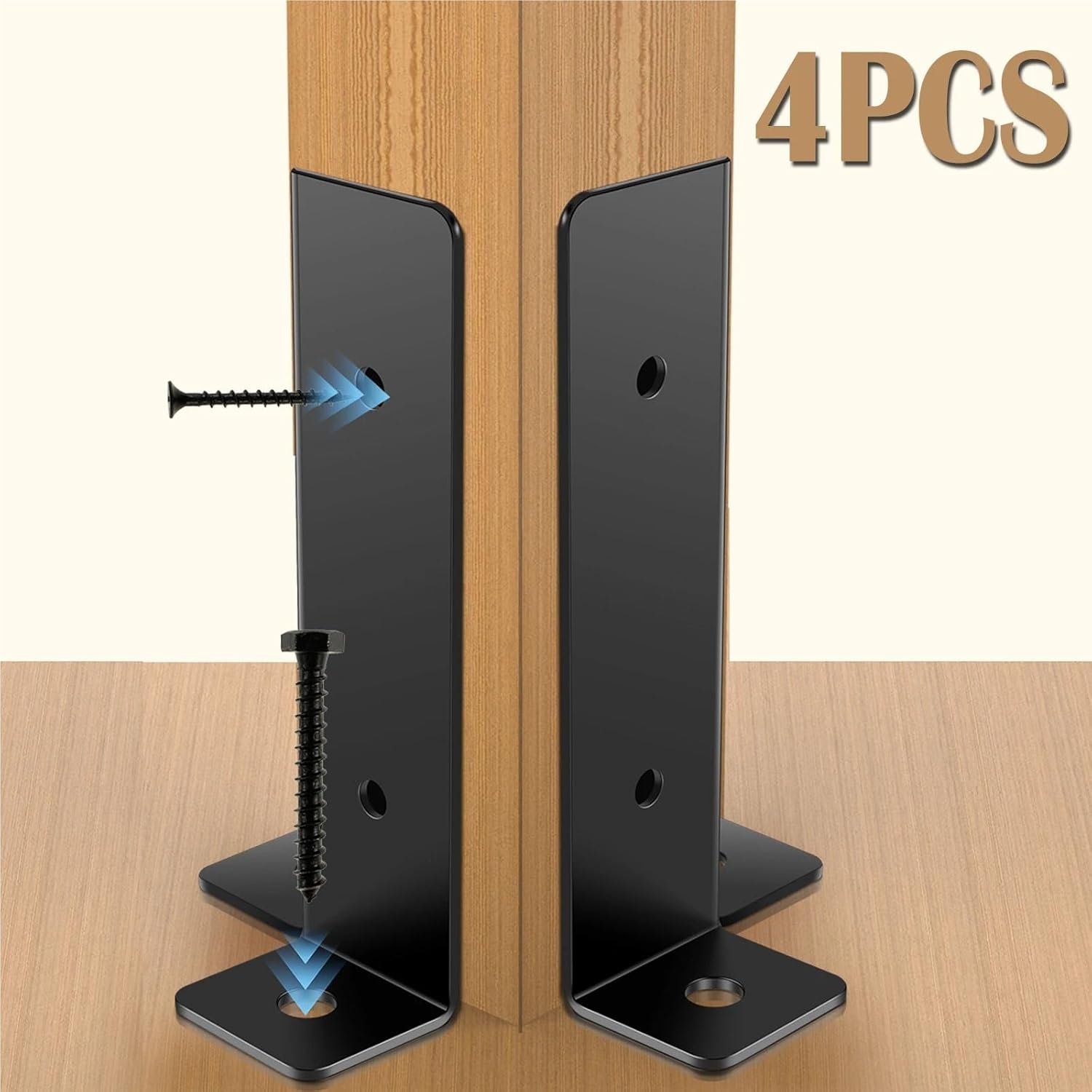 4PCS/Set Pergola Post Base Brackets Fit Different Sizes of Wooden Columns Support Base Brackets for Deck Post Anchor Railing(8PCS)