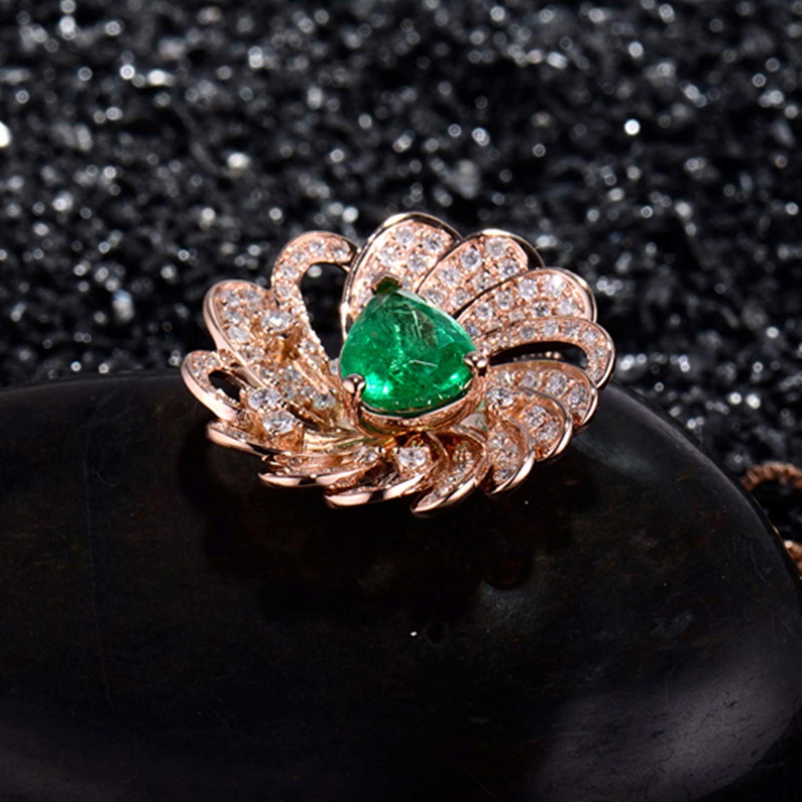 Collar para Mujer, Flor con Esmeralda creada por Muchacho de 1,5 Quilates, Oro de 18 Quilates/Plata de Ley 925, Collares con Colgante para niñas, Regalo para el día de la Madre/día de San Valentín,