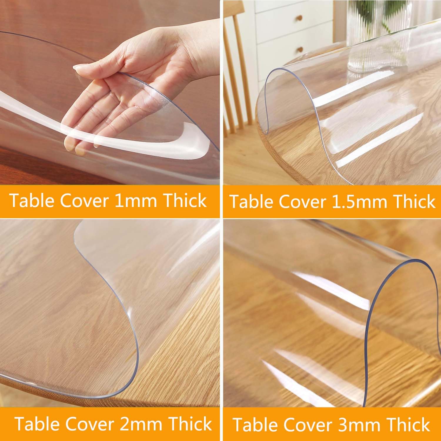 Mantel transparente redondo de PVC impermeable de 130 cm, protector de mesa para exteriores, papel de aluminio redondo para comedor, bar y eventos