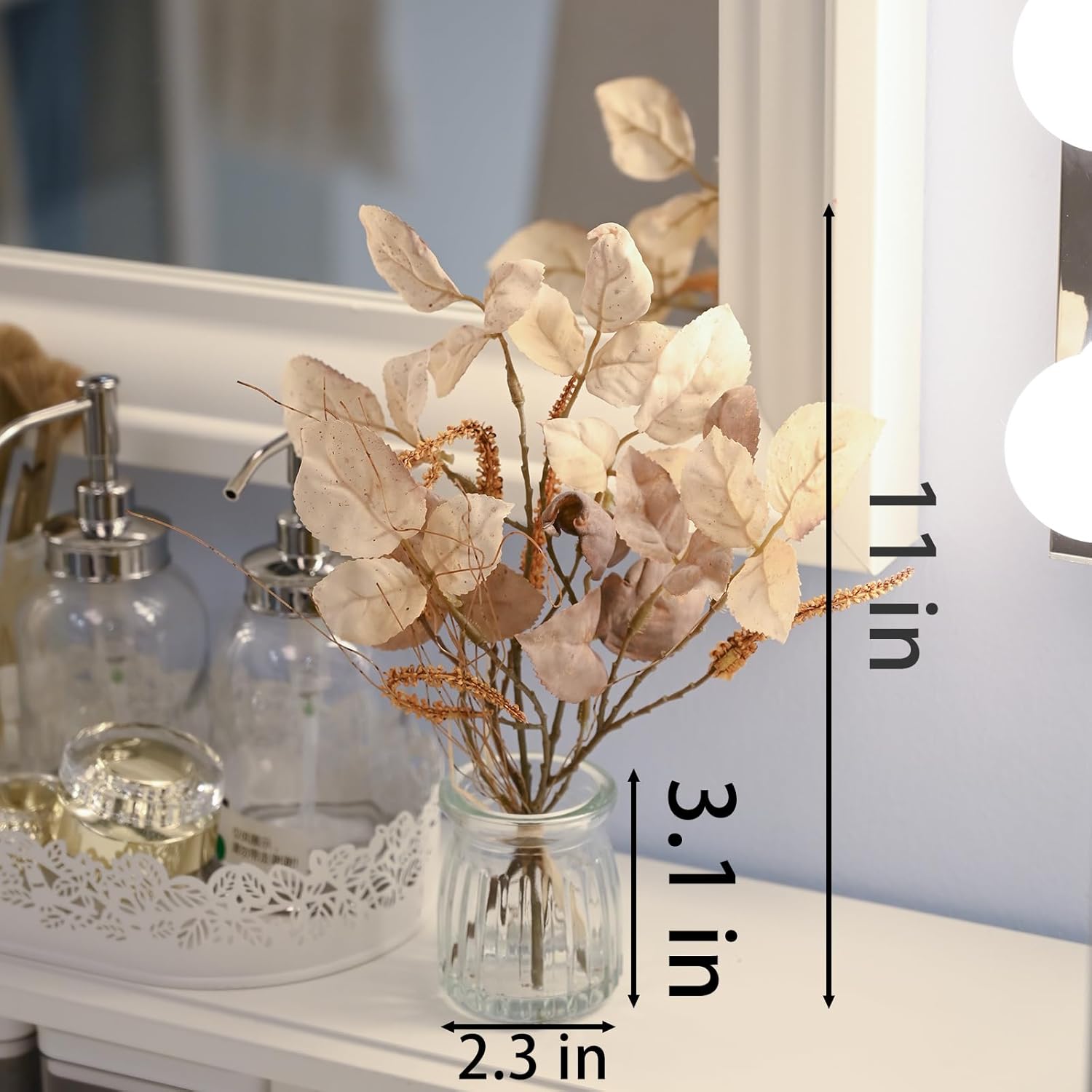 Abzo Fake Plants in Glass Vase with Faux Water， Eucalyptus Stems Leaves Artificial Plants Indoor for Centerpiece Table Decorations Office Farmhouse Wedding Kitchen Home Decor. - Image 2