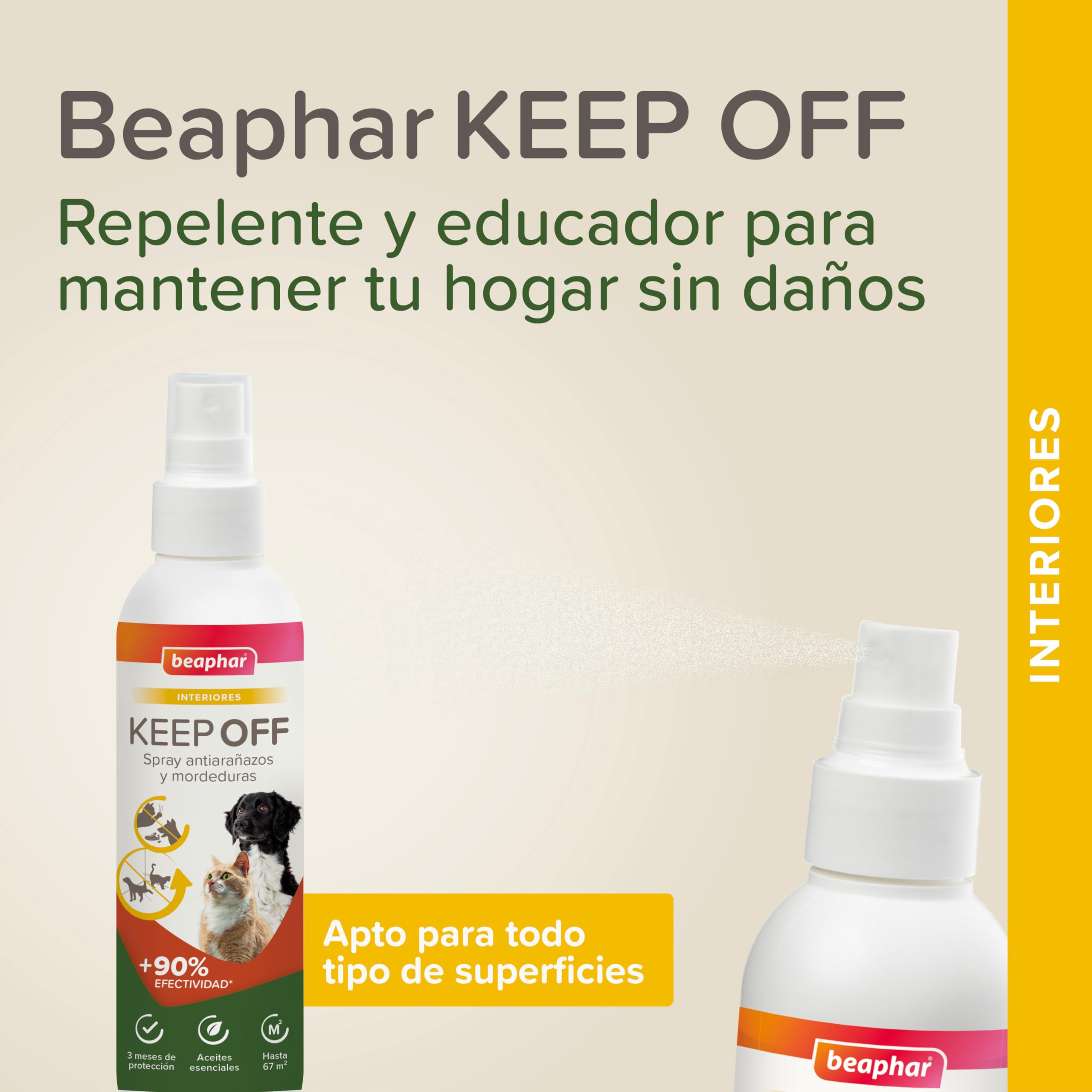 Beaphar Keep off - Spray Educatore Gatti e Cani - AntiGraffio - Antimuffa - Frena Le Cattive abitudini - Proteggi divani e mobili - Efficacia Repellente Immediata - con Oli Essenziali - 200 ml