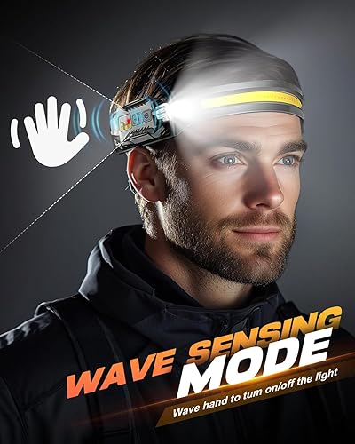 Miniatura 4 de Victoper Linterna frontal recargable 2 en 1, lámpara LED de haz ancho de 230 con sensor de movimiento de linterna desmontable para adultos, luz