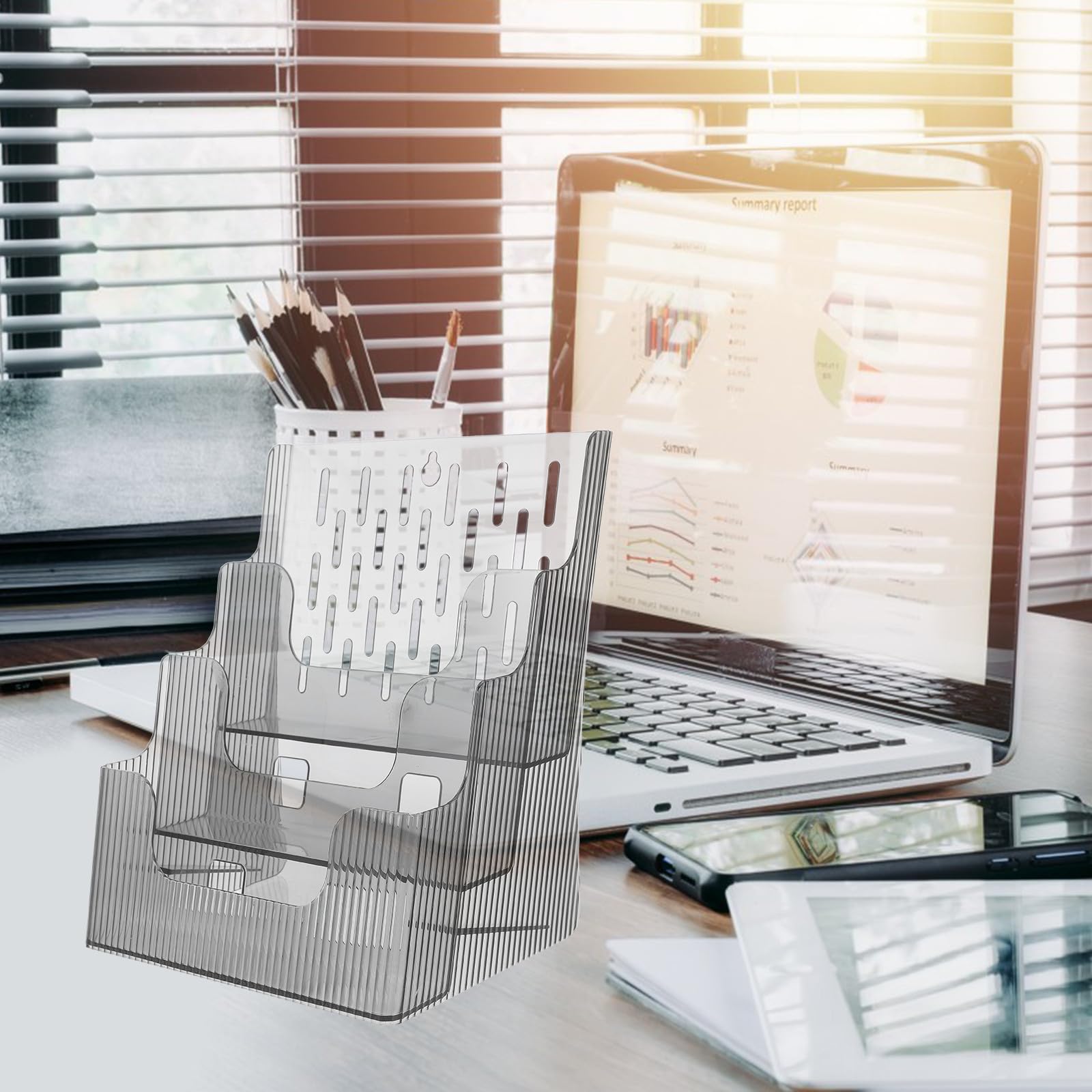 GALPADA Organizador de Archivos Estante Ahorrador de Espacio Multi-Nivel Acrílico Transparente para Escritorio Adecuado para Oficina y Hogar