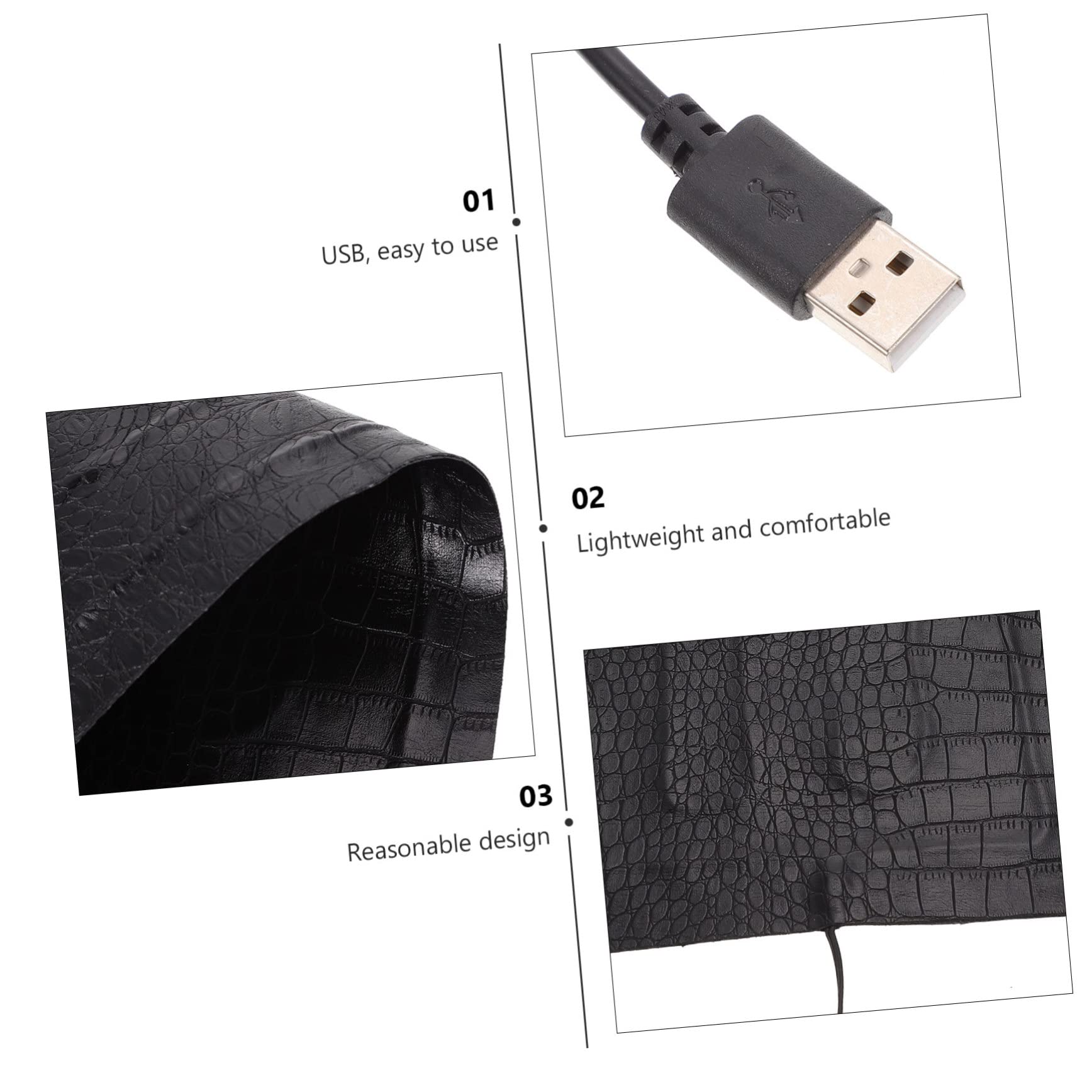 ibasenice Tappetino Riscaldante Elettrico Cuscinetto in Cuoio Portatile Regolazione USB a 3 Livelli per Rettili e Piccoli Animali per Terrario e Uso Esterno