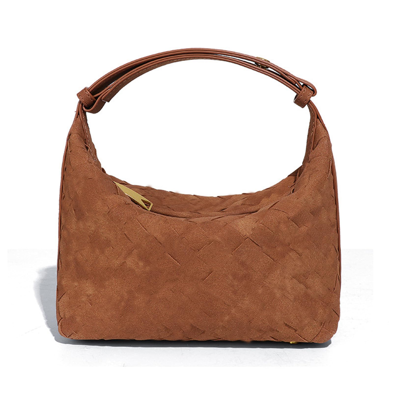 Luxurious Suede Hobo Bag - Women's Woven Leather Shoulder Bag with Spacious Interior