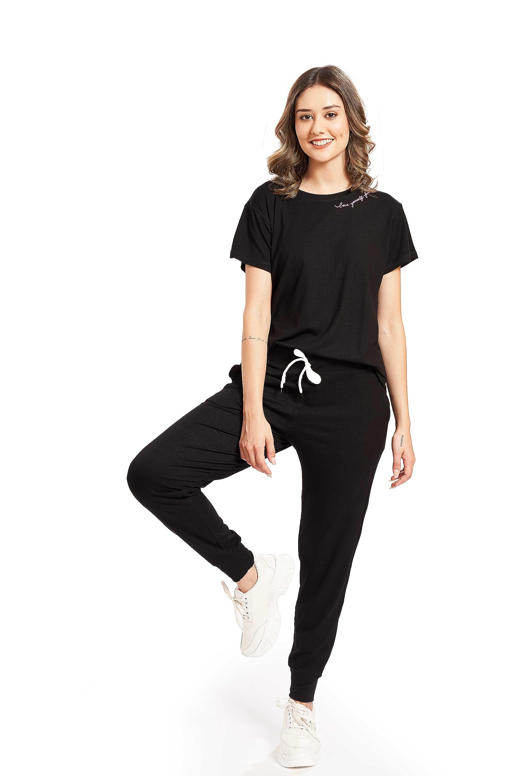 weet Women Ribbed Track Suit T-Shirt Trackpant Co-ord Set-picture-55