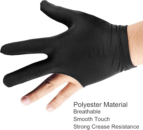 Miniatura 4 de Guantes de billar de 3 dedos, paquete de 3 guantes de billar para mano izquierda y derecha, guantes de piscina para tiradores, carom, billar, taco