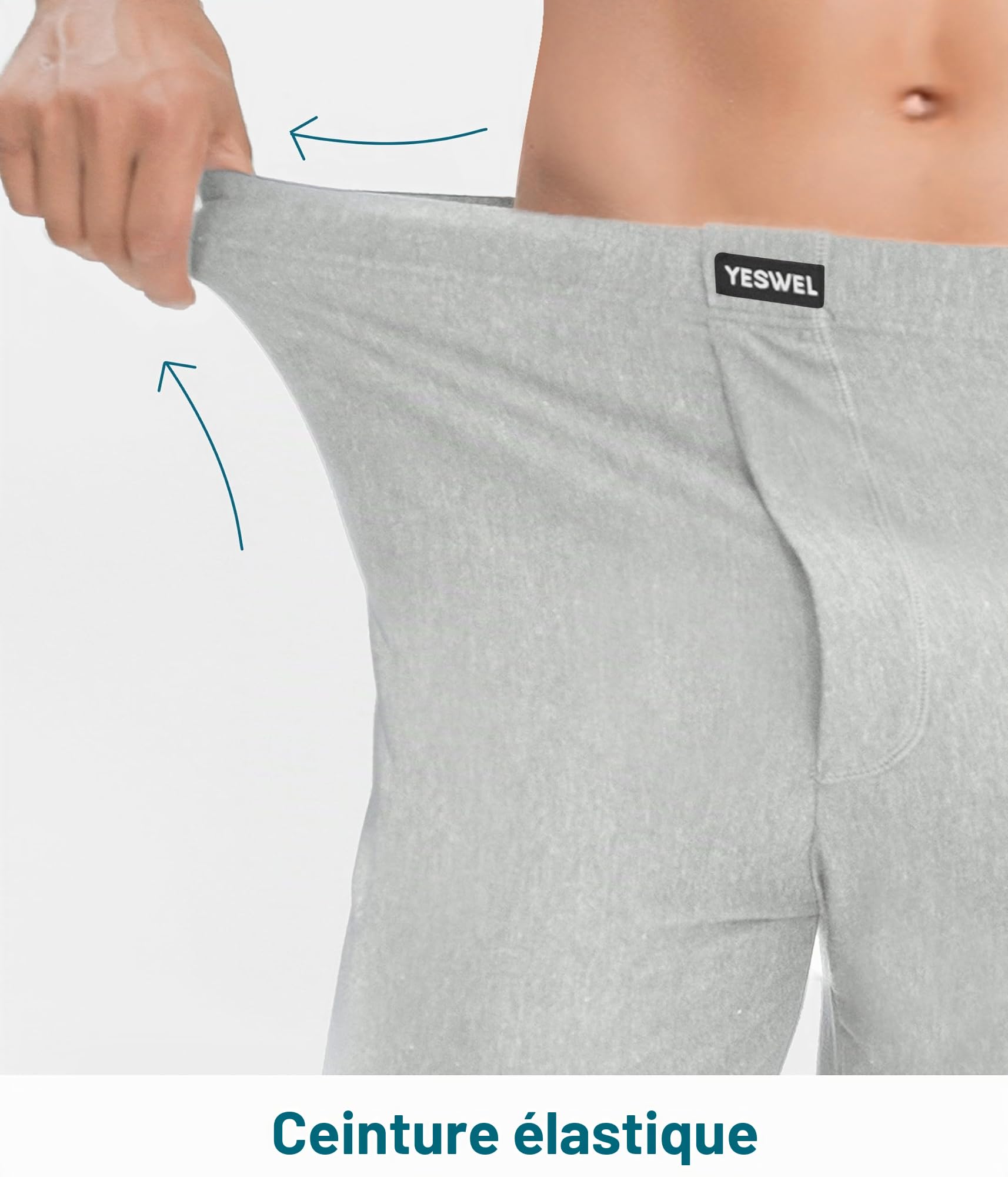 YESWEL Calecon Homme Lot de 6, Boxer Coton Respirant, Caleçon Long et Doux Style Rétro, Idéal pour la Maison et Les Voyages (M-XXL)