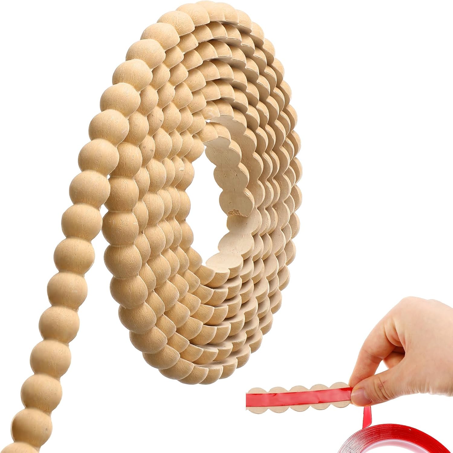 Leinuosen Flexible Molding Trim Peel and Stick for Walls Decorative Bead Pearl DIY Wall Trim for Bathroom Mirror Frame Border Backsplash Ceiling Cabinet TV Wall Edge (Wood,10ft /20 mm) 10ft /20 mm Wood