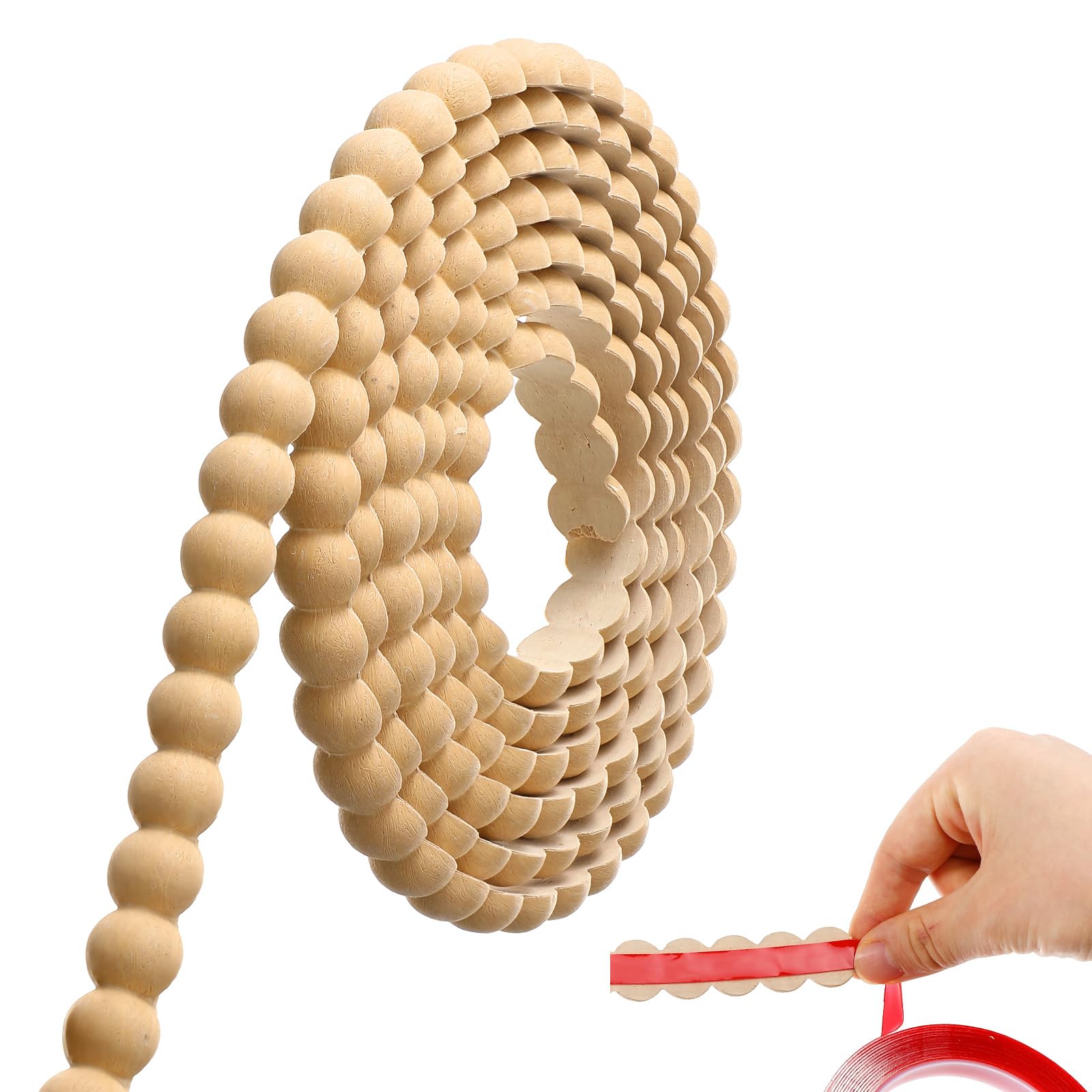 Photo 1 of Leinuosen Flexible Molding Trim Peel and Stick for Walls Decorative Bead Pearl DIY Wall Trim for Bathroom Mirror Frame Border Backsplash Ceiling Cabinet TV Wall Edge (Wood,10ft /20 mm)
