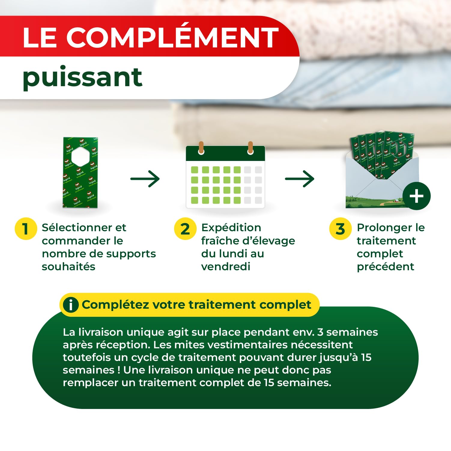Legona Trichogramma Mites des vêtements - 10 Cartes à 1 Livraison - Anti-Mites Naturel - Produit performant Contre Les Mites