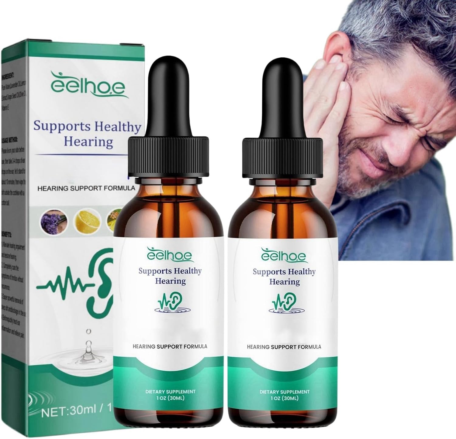 2pcs Tinnitus Relief Drops,Hearing Support Drops,Healthy Eardrum,Herbal