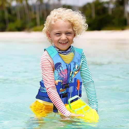 Miniatura 6 de Chaleco de natación de neopreno para niños, chaqueta de natación para niños pequeños, flotadores, ayuda a la natación para niños y niñas de 1 a 9