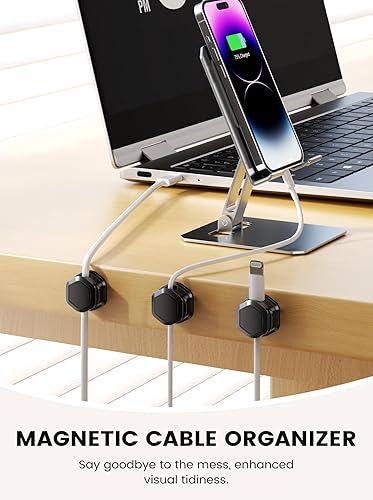 Miniatura 2 de Paquete de 6 clips magnéticos para cables, soporte organizador de cables ajustable y suave, soporte de cable de carga para ocultar el teléfono,