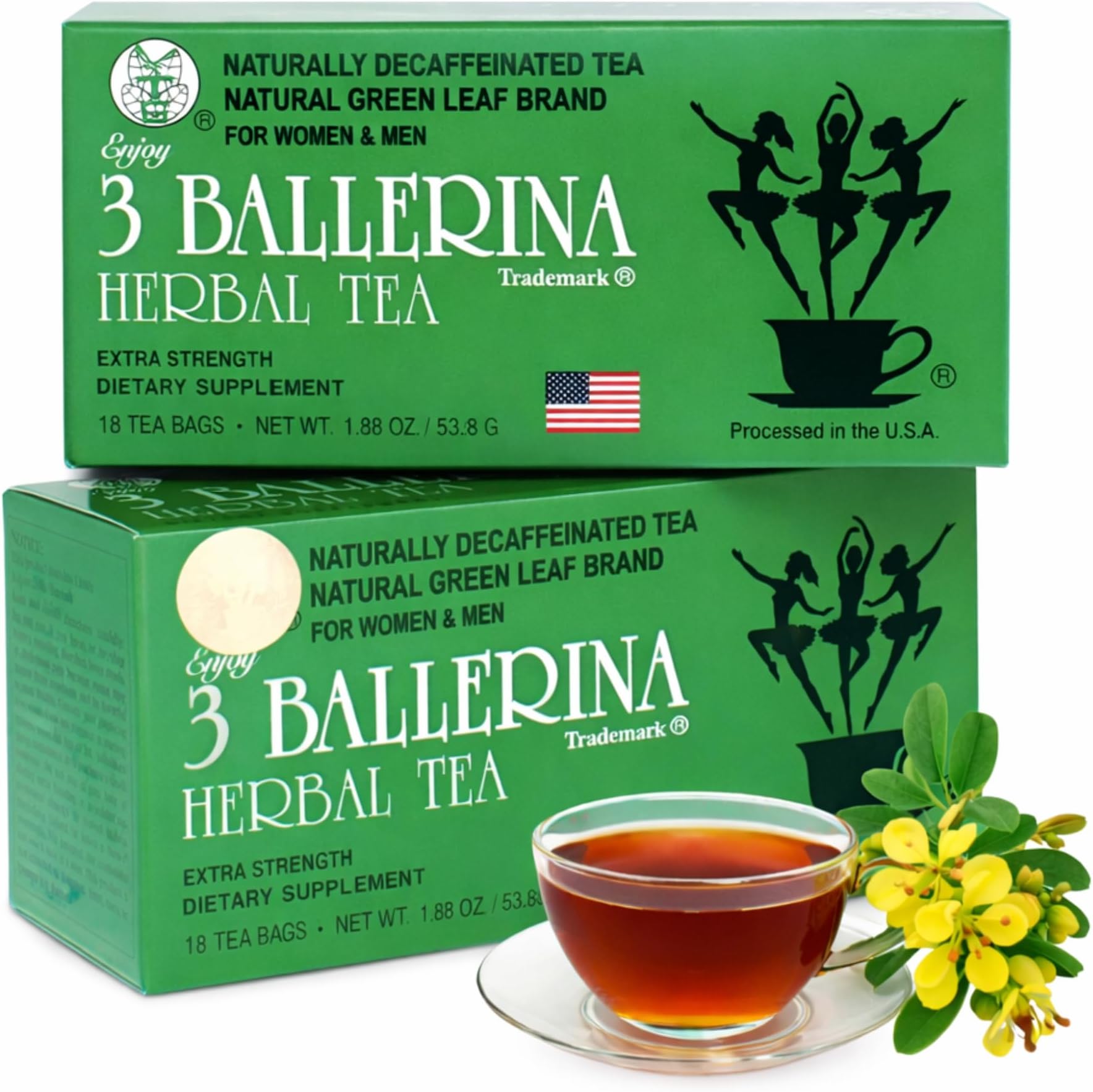 3 Ballerina Dieters Tea Extra Strength - 2 Pack (36 Tea Bags)
