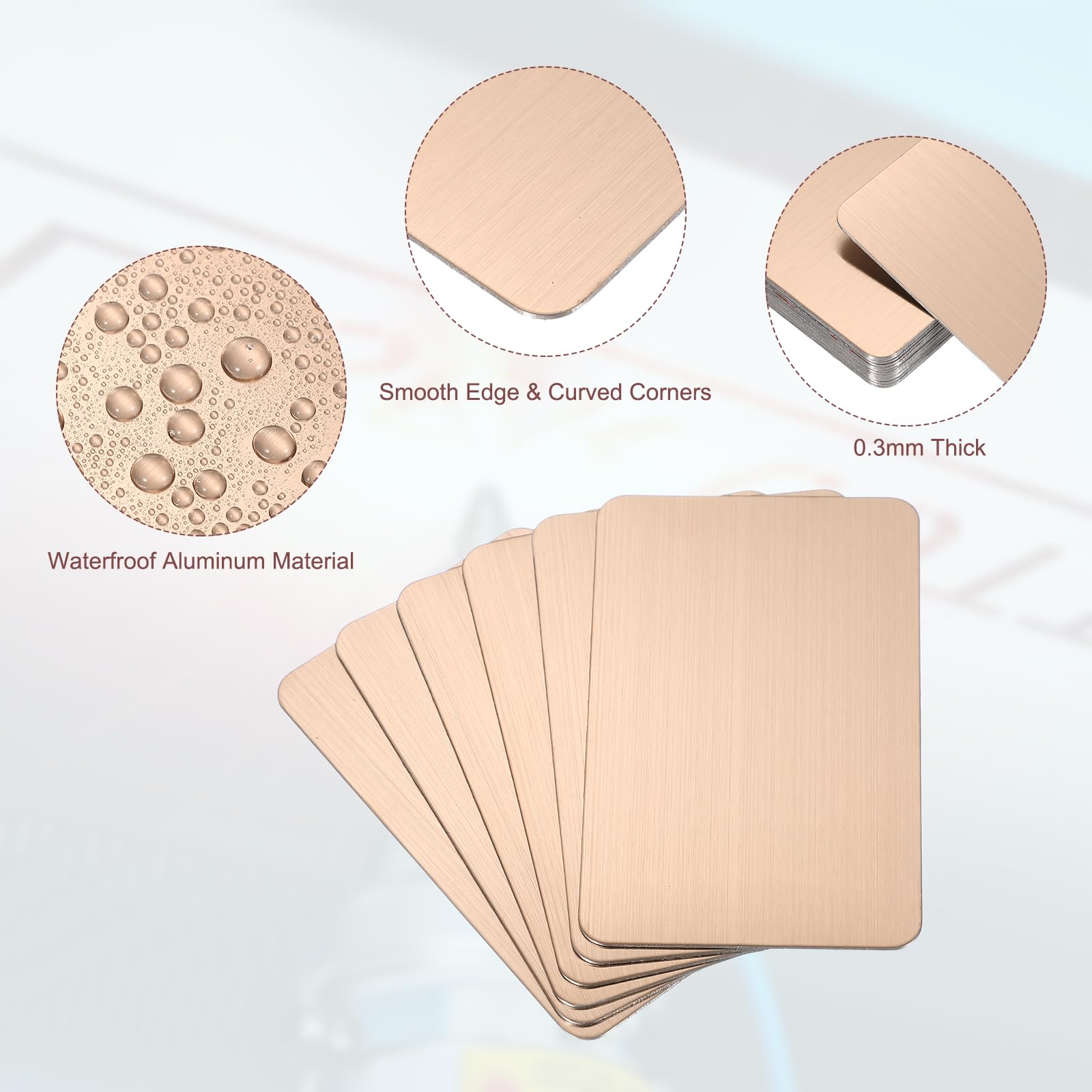 PATIKIL 0.5mm Stainless Steel Metal Business Cards, 50 Pack Brushed Blank Name Card Laser Engraving for DIY Gift Cards, Rose Gold - Image 3