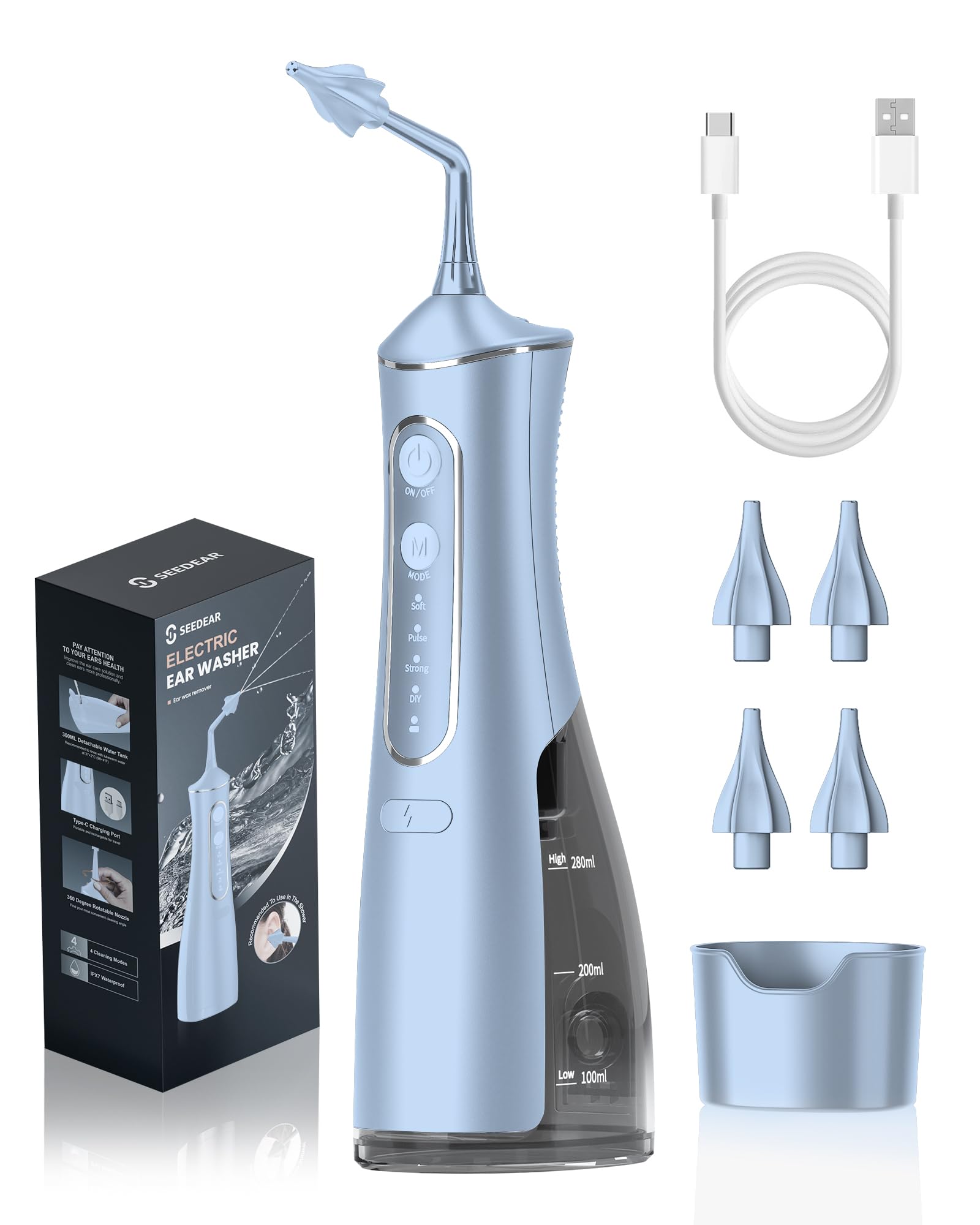 Elektrischer Ohrenreiniger, Ohrenschmalz Entferner mit 4 Modi, IPX7 Wasserdicht, Ohrdusche für Erwachsene & Kinder - 2